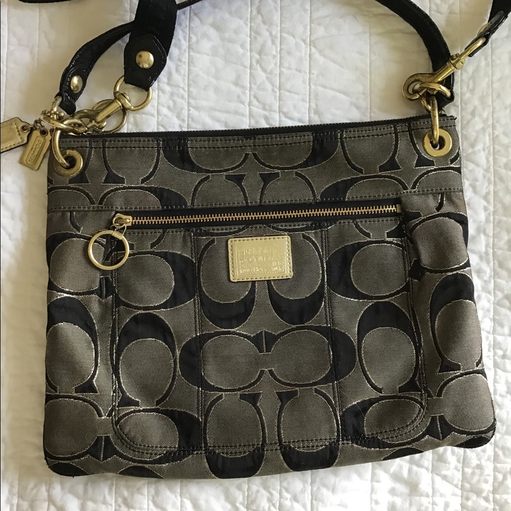Black and Gold Coach Poppy Handbag